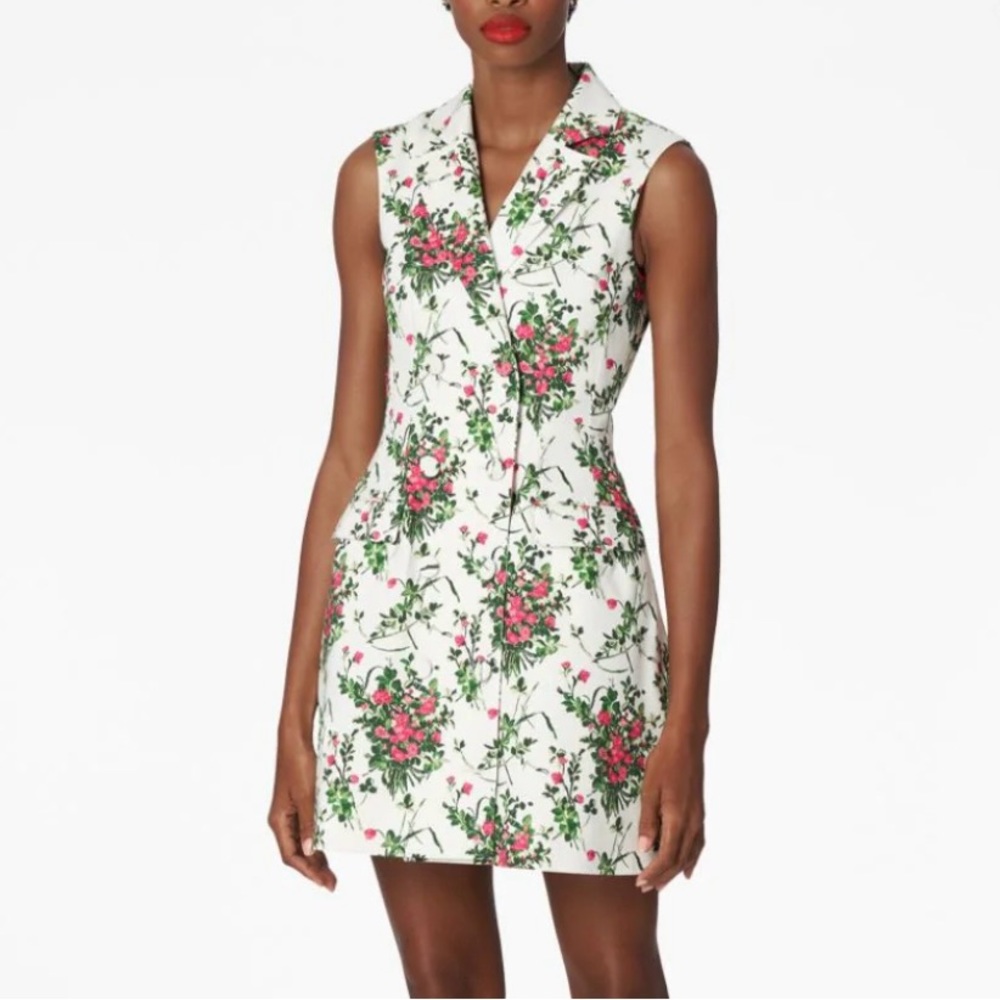 Carolina Herrera White Floral Double Breasted Dress - Picture 2 of 5